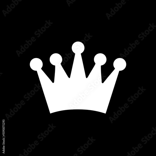 White crown symbolizes royalty against black background signifies power emblem design