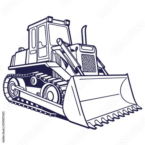 Heavy construction vehicle with large blade bulldozer