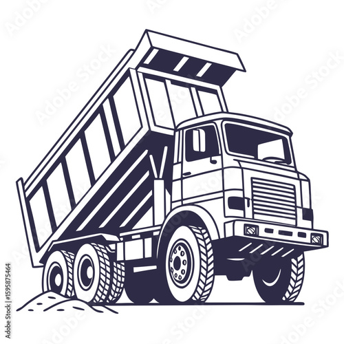 Heavy duty dump truck tilting load construction vehicle