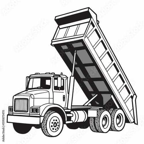Heavy duty dump truck with raised bed construction vehicle
