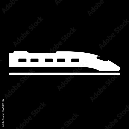 Highspeed train travels rapidly along railway in simple minimal setting