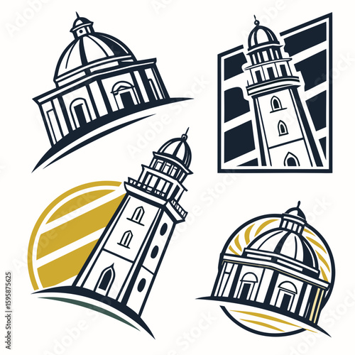 Iconic architectural structures with bold lines architecture