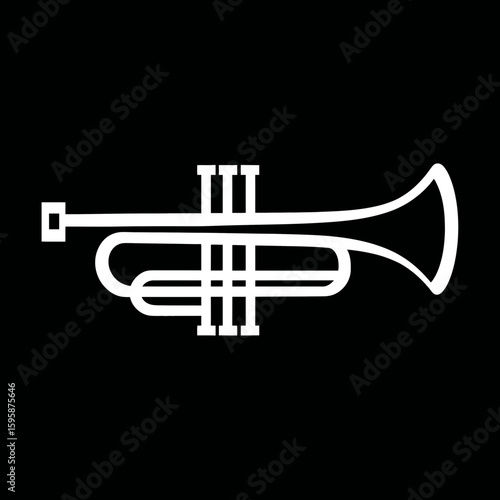 Minimalist trumpet projects elegance centered black background music icon