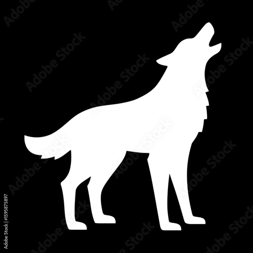 White wolf howls fiercely in dark wilderness background silhouette vector
