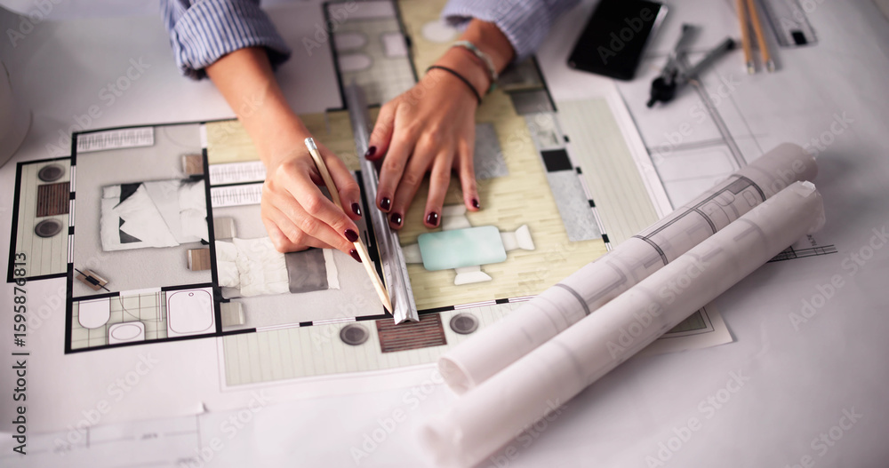© Andrey Popov - Female Architect Designing CCTV Security Alarm System Plans © Andrey Popov - Female Architect Designing CCTV Security Alarm System Plans