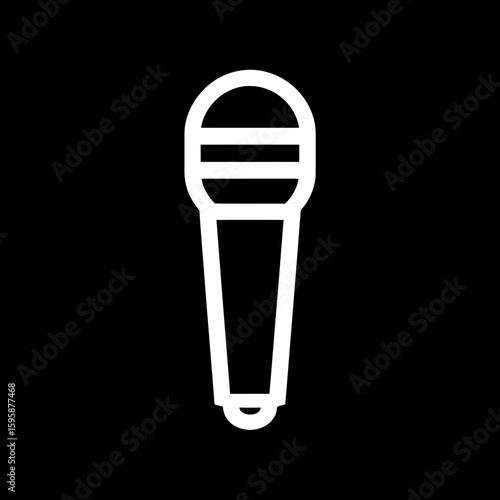 White microphone icon records sound audio on dark background vector graphic