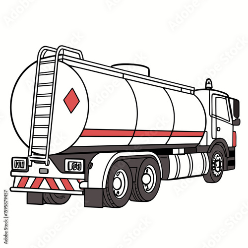 White tanker truck with red stripe fuel truck white truck