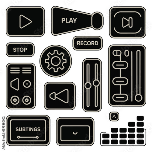 Play stop record settings sliders equalizer buttons play button stop button