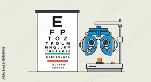 Eye Exam Equipment and Chart Illustration