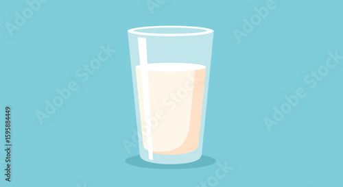 Glass of Milk Illustration on Blue