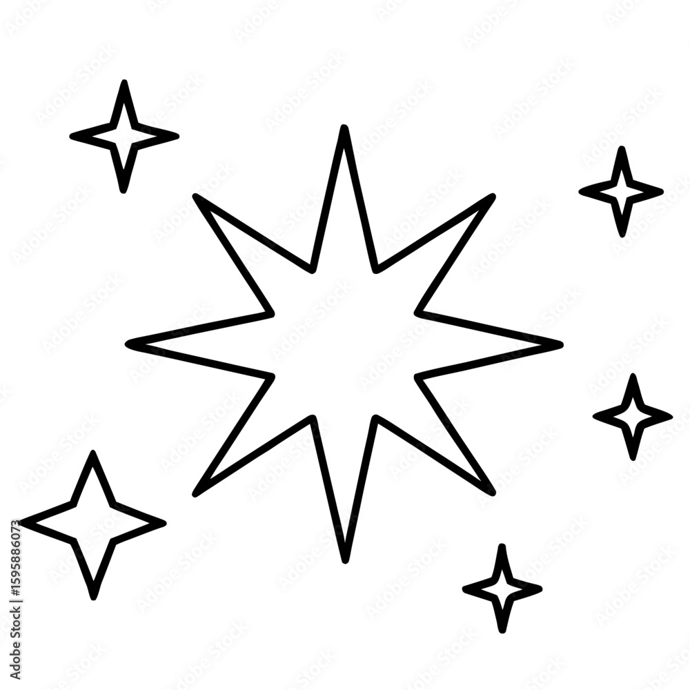 Fototapeta premium black and white star icons