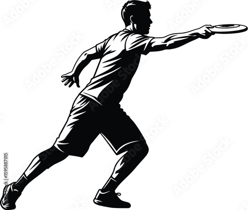Vector art of a silhouette of a man is throwing a frisbee