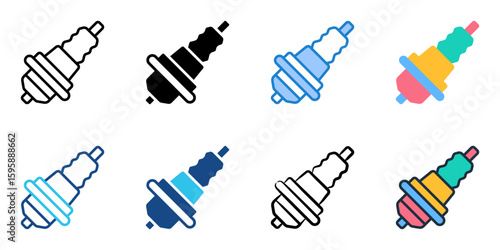 Spark plug icon set multiple style collection 

