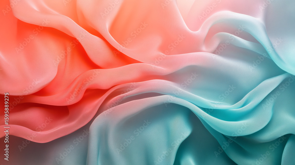 Obraz premium Smooth Gradient of Pink and Blue Silk Fabric