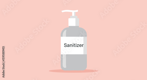 Hand Sanitizer Bottle Illustration on Pink