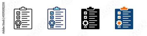 Report Card All In One Icon Multi Styles Vector Set