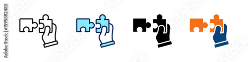 Puzzle Piece All In One Icon Multi Styles Vector Set