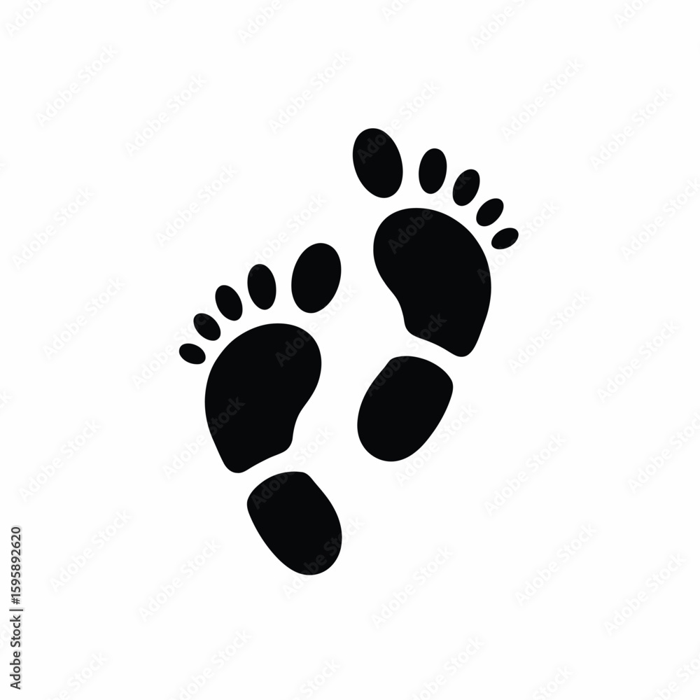 Black Footprints on White Background Minimalist Design Barefoot Steps Black Footprints on White Background Minimalist Design Barefoot Steps
