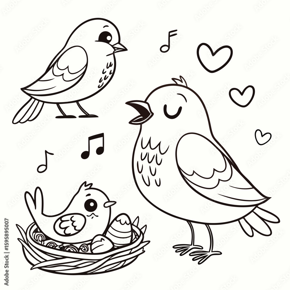 Fototapeta premium A collection of twenty elegant bird line art illustrations for artistic and decorative use