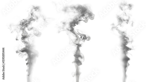 Grey smoke on the transparent background. Cigarette quitting concept. Air pollution idea