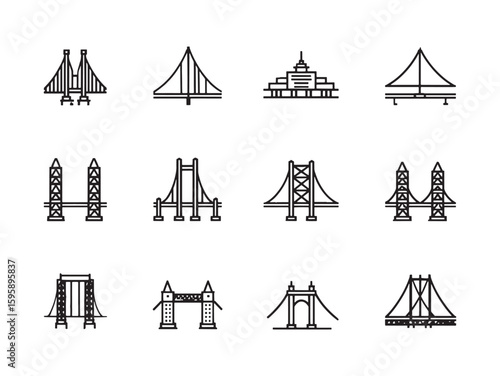 Bridge Landmark line art presenting elegant construction details