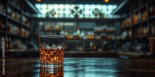 Glass of Whiskey - Bar Interior Still Life