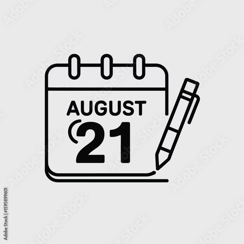 August 21st calendar icon with pen marking the date