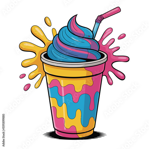 Colorful swirled slushy drink with splashes
