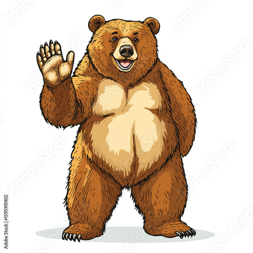 a bear waving