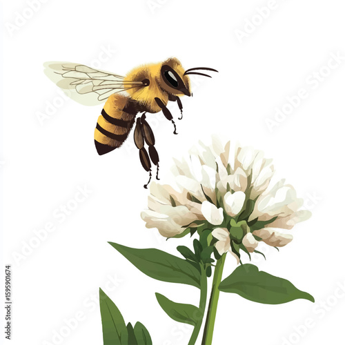 a bee flying over a flower