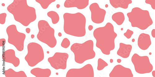 ピンク色の牛柄模様のシンプルでおしゃれな背景イラスト