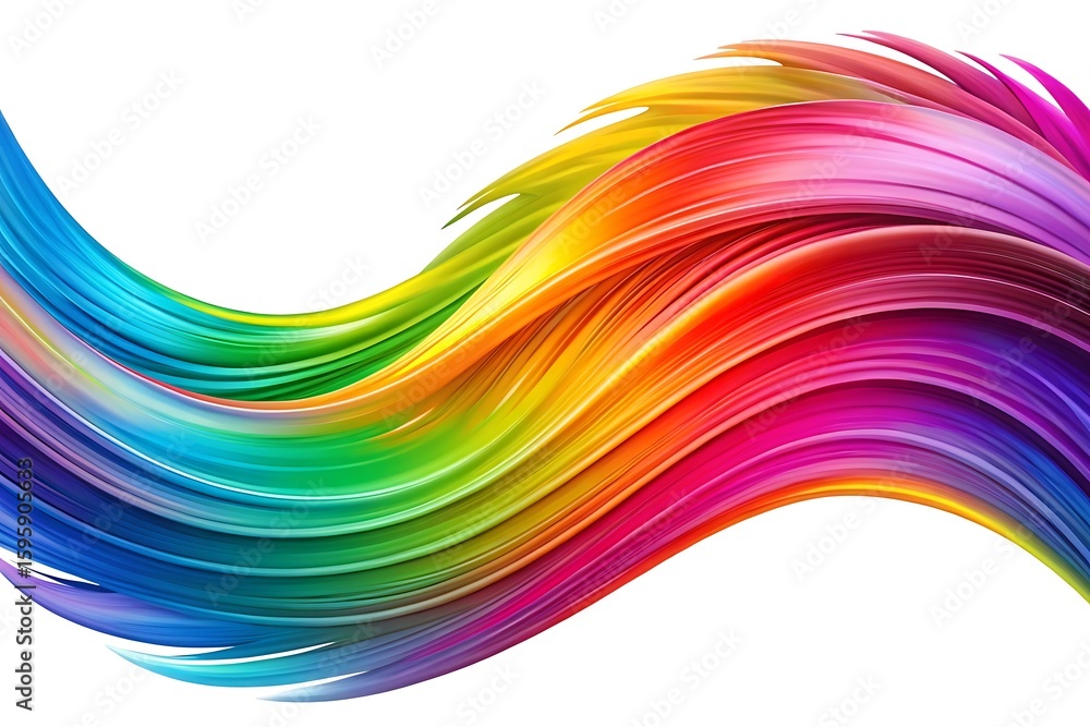 Fototapeta premium Rainbow colored line with a white background