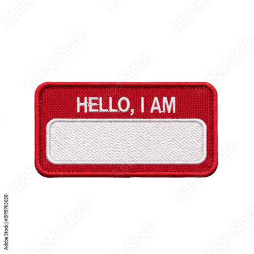 Embroidered name badge patch hello i am label