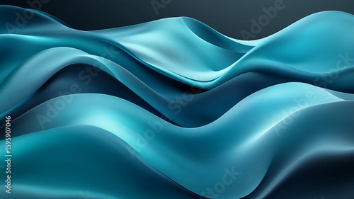 Fluid Teal Silk: Abstract Waves Texture Background