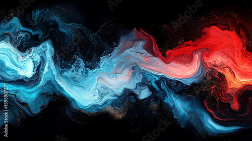 Cosmic Nebula: Red and Blue Celestial Swirl Abstract Art