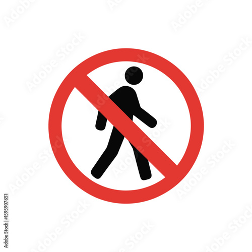 No pedestrian traffic allowed sign with red circle and diagonal line