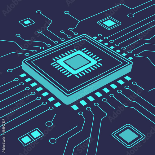 
a computer chip with many lines and dots