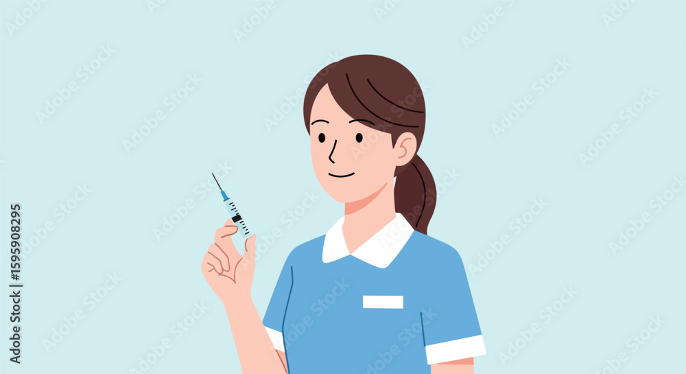 Nurse Holding Syringe, Ready for Injection Nurse Holding Syringe, Ready for Injection