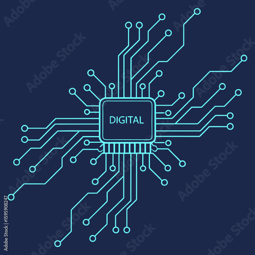 
a blue and white circuit board
