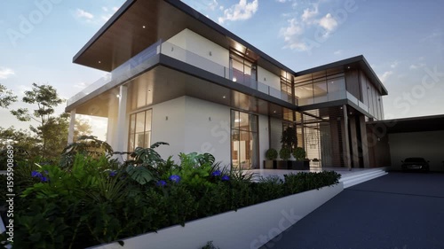 Wallpaper Mural Modern Luxury House Exterior With Evening Light Torontodigital.ca