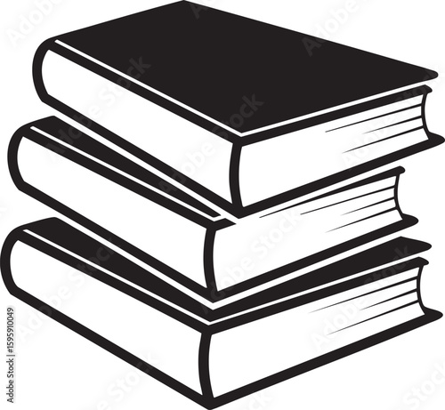 Stack of three open and closed books isolated on transparent background
