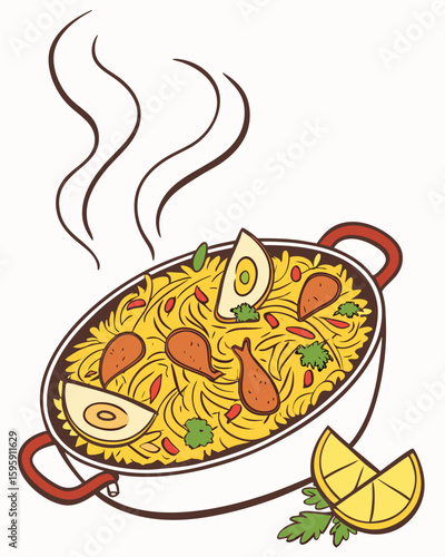 vector illustration of a biryani