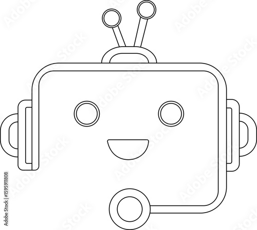 Chatbot icon.Artificial Intelligence machine Learning and chat bot.Ai chatbot icon featuring communication and translation symbols., Outline Symbol Vector Illustration.chatbot ai with a robot.