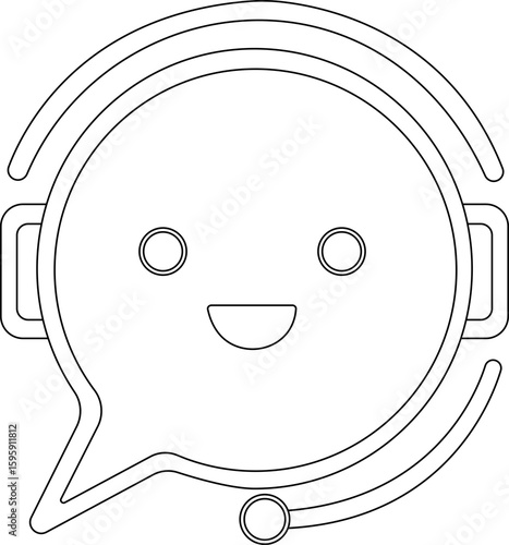 Chatbot icon.Artificial Intelligence machine Learning and chat bot.Ai chatbot icon featuring communication and translation symbols., Outline Symbol Vector Illustration.chatbot ai with a robot.