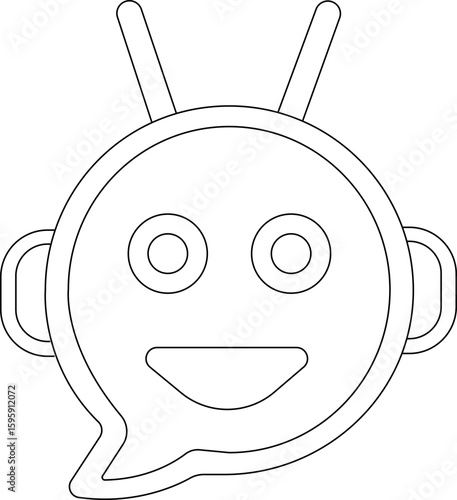 Chatbot icon.Artificial Intelligence machine Learning and chat bot.Ai chatbot icon featuring communication and translation symbols., Outline Symbol Vector Illustration.chatbot ai with a robot.