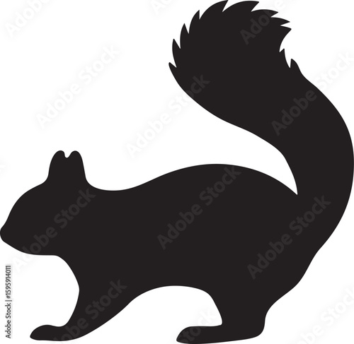 Squirrel silhouette vector, fox squirrel silhouette, squirrel silhouette vector illustration