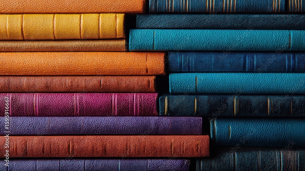 Stacked books of various colors Stacked books of various colors