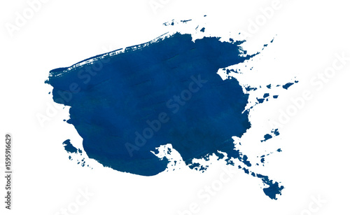 Beautiful blue watercolor brush isolated on transparent background.