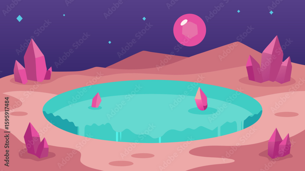 Fototapeta premium enchanted lagoon pink salt flats gemstones