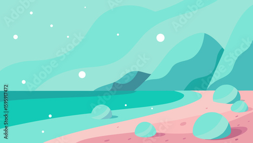 dreamlike tropical shore rose quartz pebbles